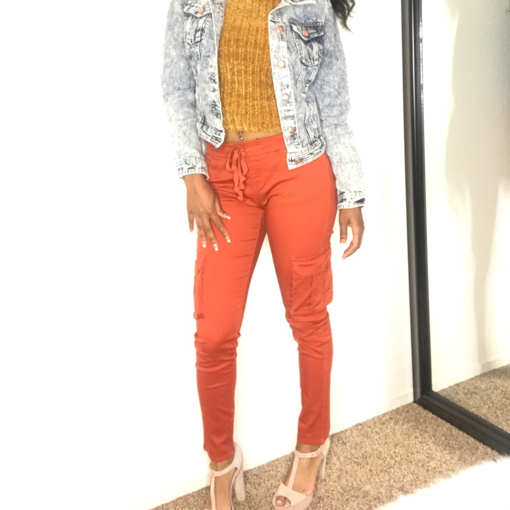 Burnt orange cargos leggings